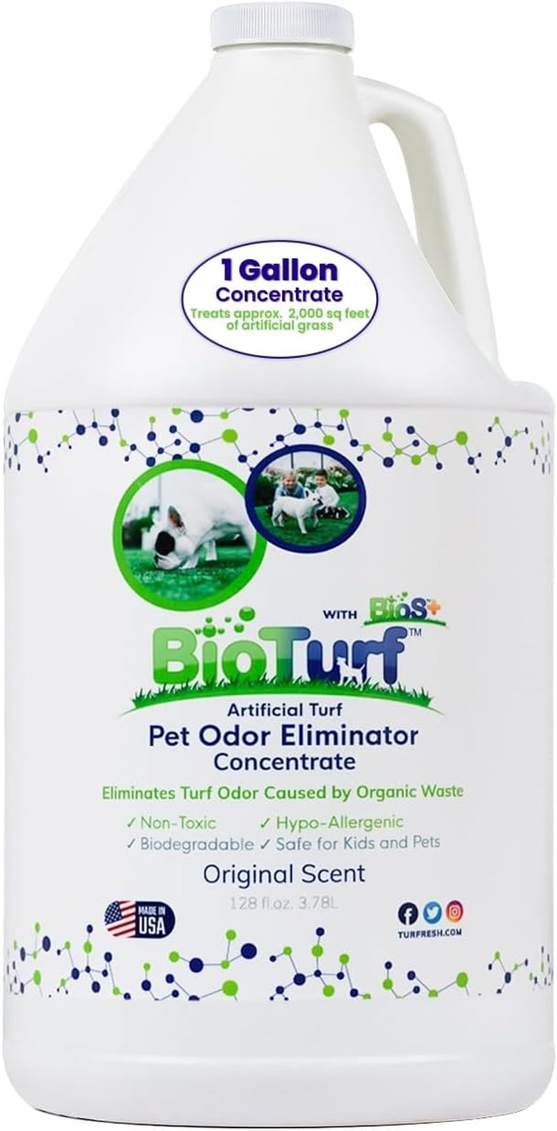 Bioturf Bios+ Artificial Turf Cleaner Deodorizer Concentrate 1 Gallon