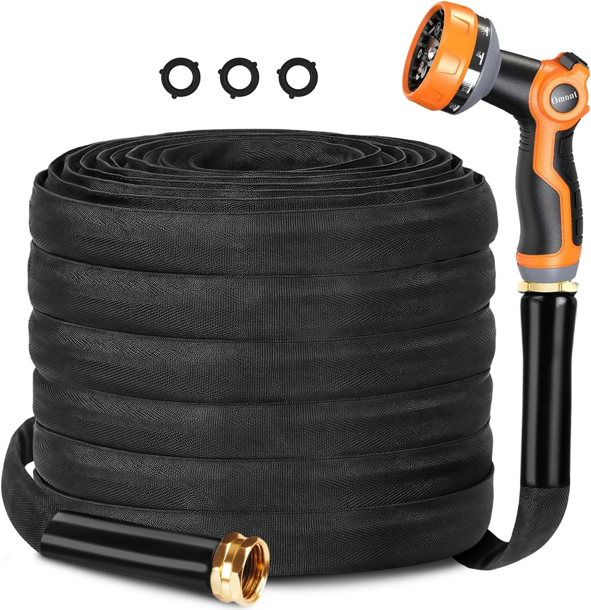Garden Hose 25FT, Flexible Water Hose with Nozzle Non-Expanding Camper Hose Fabric-Covered Garden Hose - Burst-Resistant, Kink-Free, High-Pressure Use for Lawns, Gardens, and Outdoor Cleaning