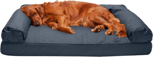 Furhaven Dreamer Sofa Orthopedic Dog Bed for Large Dogs with Orthopedic Egg Crate & Solid Orthopedic Foam Base for Joint Support, Removable Washable Cover, Jumbo XL, Quilted Sofa, Iron Gray