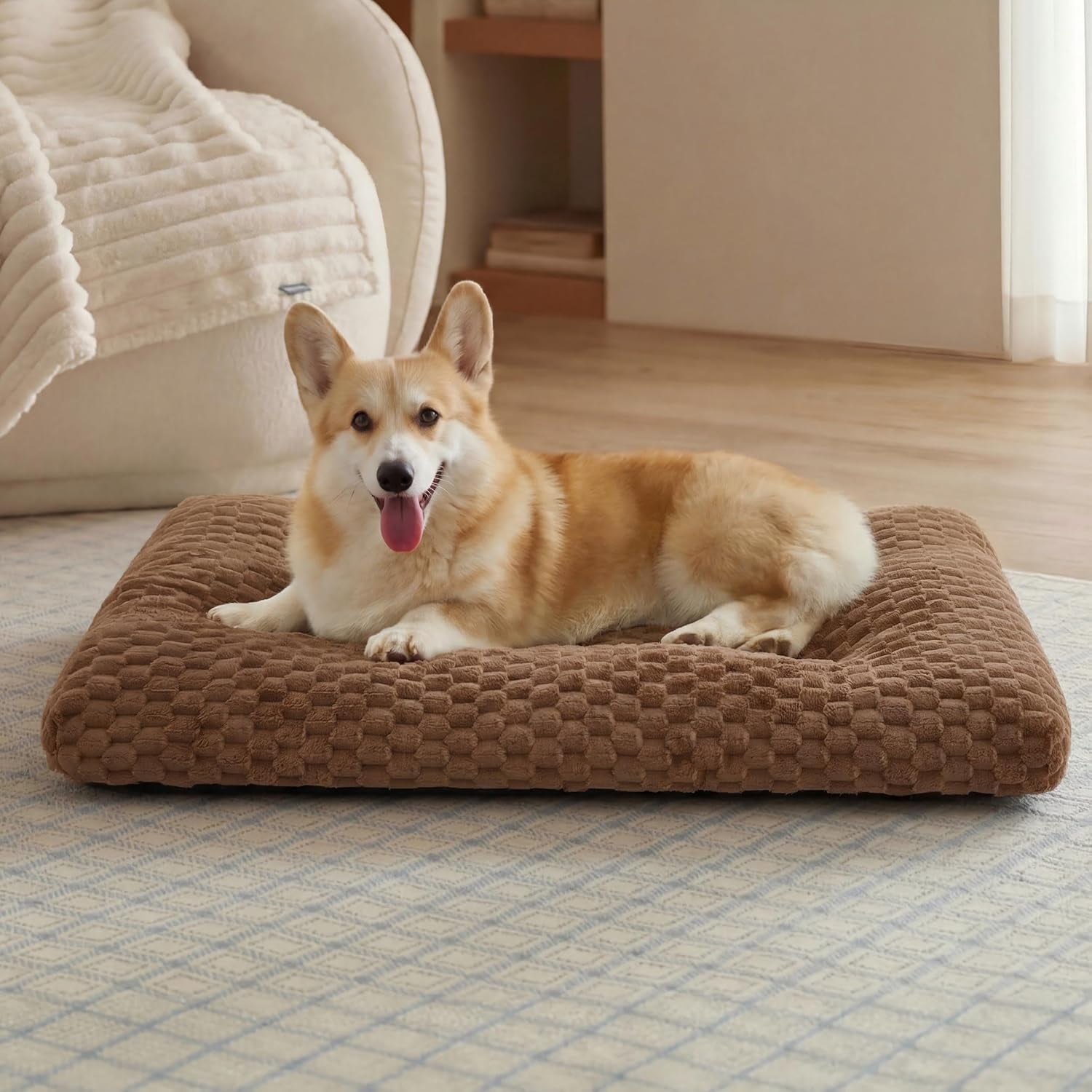 Bedsure Calming Dog Bed for Medium Dogs, Donut Pet Bed | Washable Dog Bed for Crate, Soft Fluffy Bubble Fleece Pet Bed