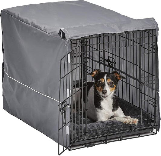 Midwest Homes for Pets Double Door 30-Inch Dog Crate Kit, Bundle Includes a Two-Door Cage, Matching Gray Bed and Crate Cover, for Medium-Sized Breeds