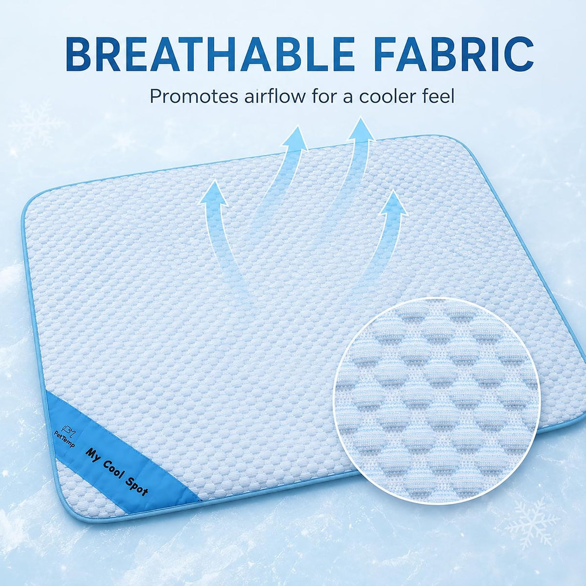 Pet Cooling Mat for Dogs & Cats – Ice-Silk Breathable Washable Foldable Cooling Blanket, Durable Portable Non-Slip Dog Bed for Crate, Kennel, Car & Outdoor Use, Blue 19.7 X 15.7In Small