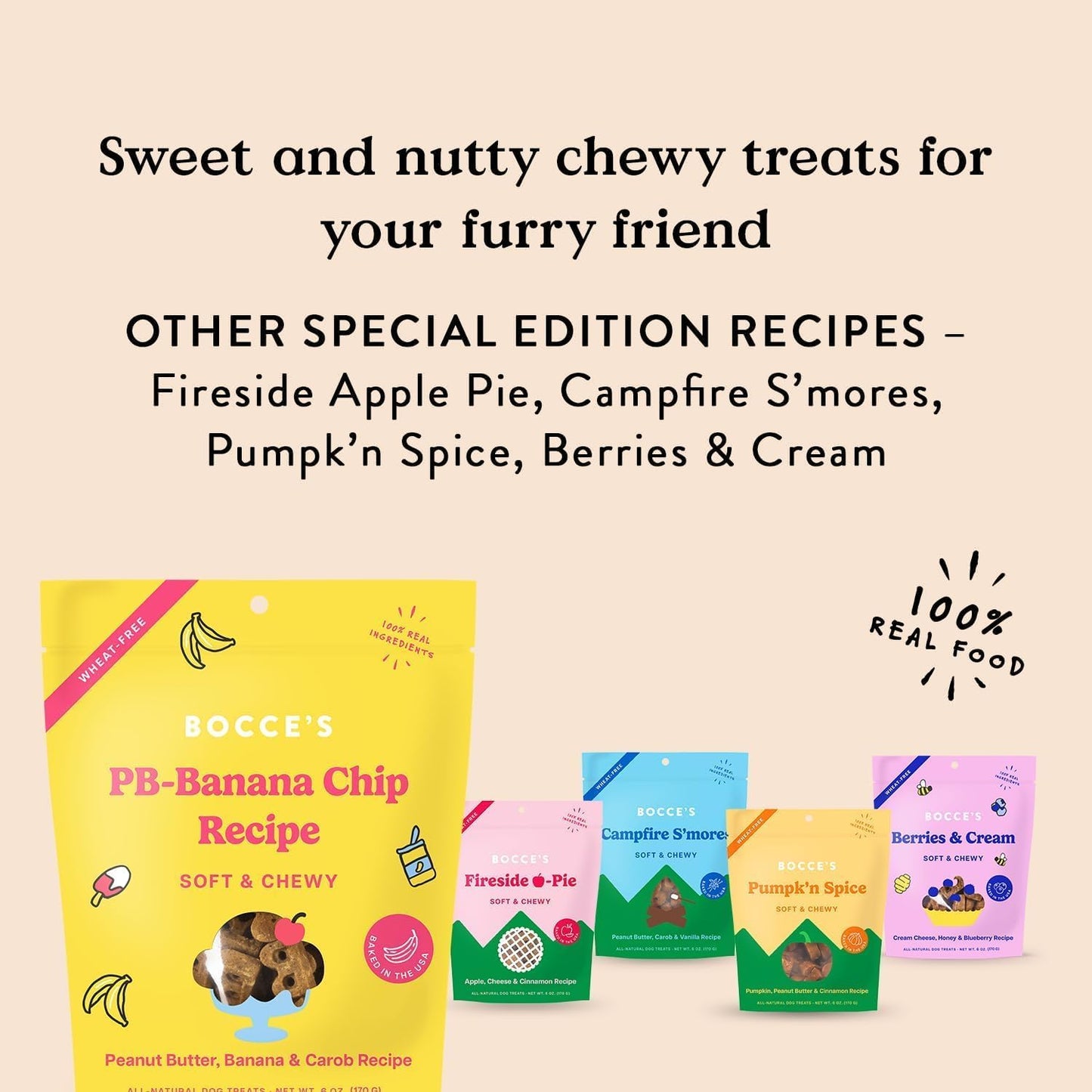 Bocce'S Bakery PB Banana Chip + Berry Smoothie Dog Treat Bundle – Natural, Wheat-Free Soft & Chewy Cookies Made with Real Ingredients and Baked in the USA – 2 Pack Bundle