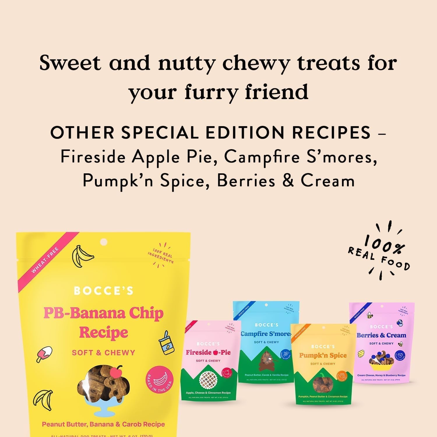 Bocce'S Bakery PB Banana Chip + Berry Smoothie Dog Treat Bundle – Natural, Wheat-Free Soft & Chewy Cookies Made with Real Ingredients and Baked in the USA – 2 Pack Bundle