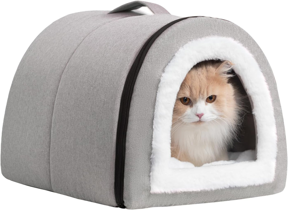 Hollypet Cat Bed Cave for Indoor Cats for Pets up to 20 Lbs, Gray