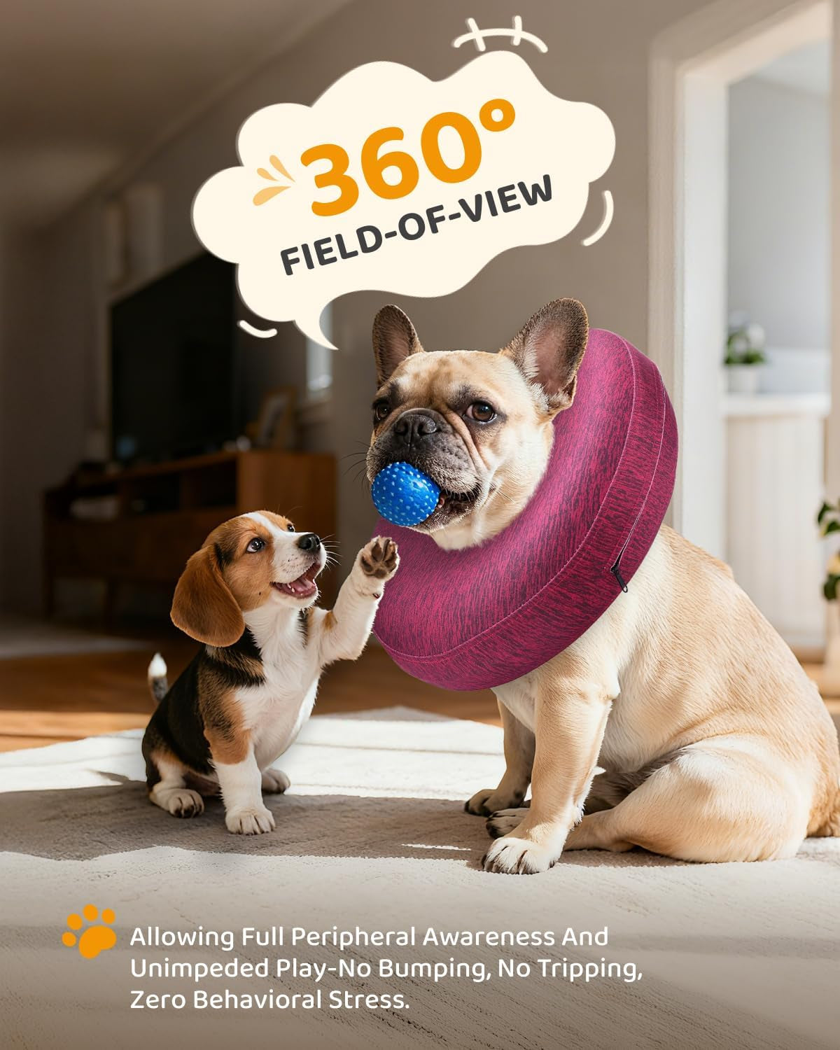 MIDOG Inflatable Dog Cone Collar – Soft Dog Cone Alternative after Surgery, Comfortable Recovery Neck Donut Ecollar for Small Medium & Large Dogs and Cats to Stop Licking & Vision-Friendly (Rose,L)