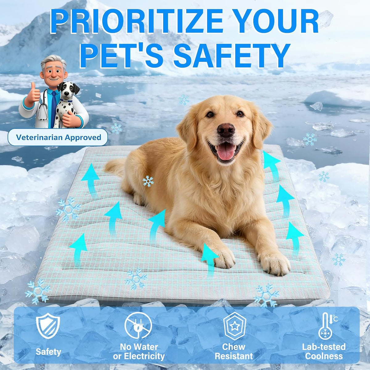 Dog Cooling Mat, 36"X23" Reversible Pad, Scratch-Resistant,Machine Washable
