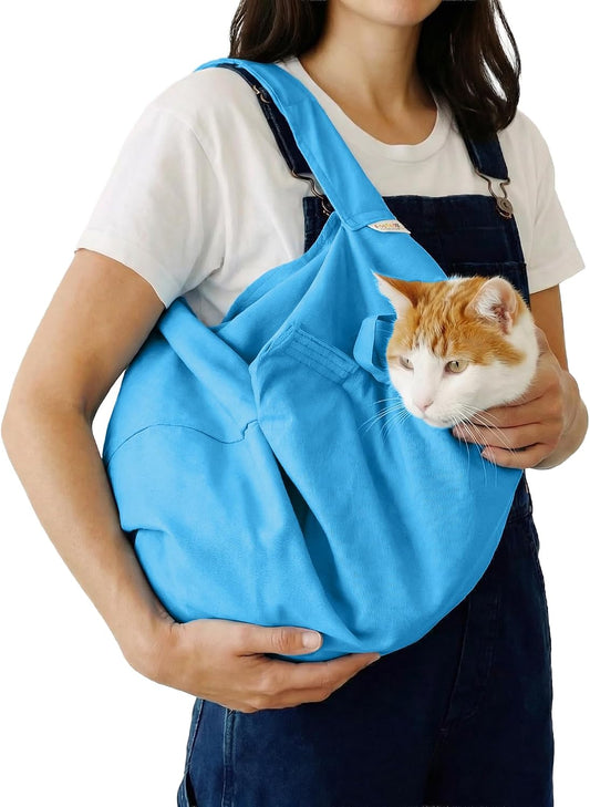 Cat-In-The-Bag Cozy Comfort Carrier - Large Light Blue Cat Carrier Soft and Pet Carrier Administration, Grooming, Vet Visits, Dental Care, and Nail Trimming