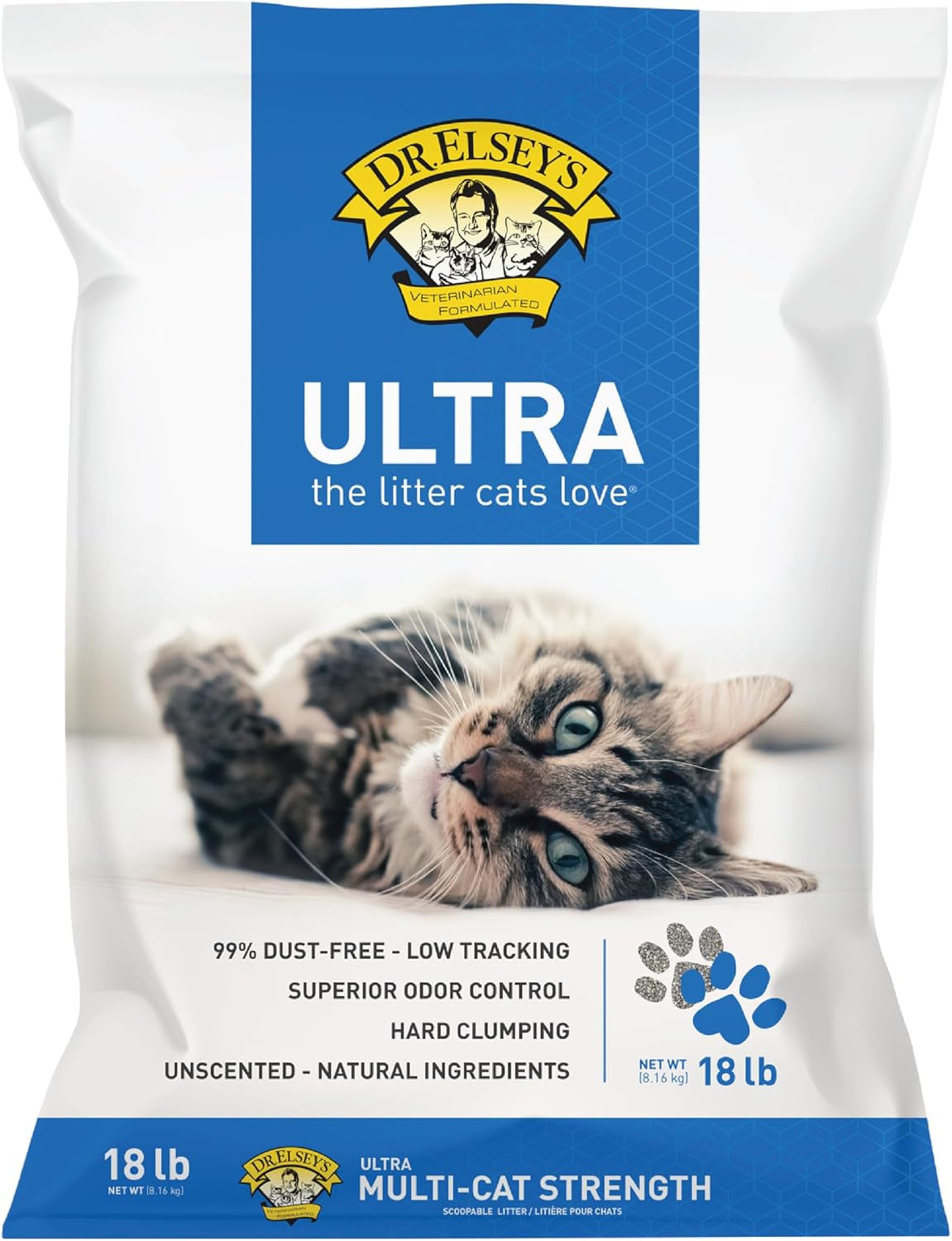 Dr. Elsey'S Ultra Unscented Clumping Clay Cat Litter 18 Lb Bag