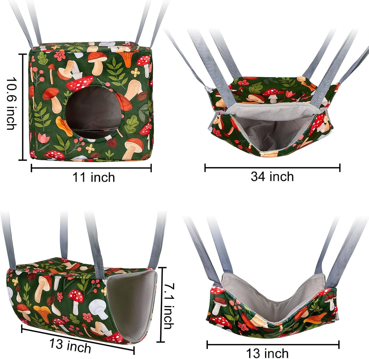 Glittme Ferret Hammock 4 Pack Ferrets Cage Accessories Washable Rat Hammock on Ferrets Cage Soft Guinea Pig Hammocks for Rat, Sugar Glider, Squirrel, Guinea Pig