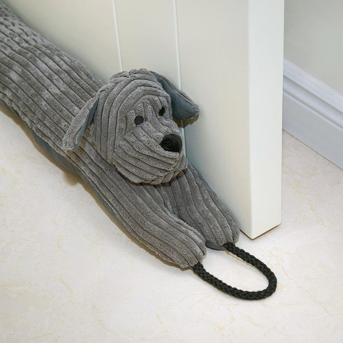 Marwood under Door Draft Stopper Decorative Wind Stopper 36 Inch for Door & Window, Weighted Animal Air Draft Stopper Snake Noise Blocker for Bottom of Door with Hanging Loops - Grey Dog