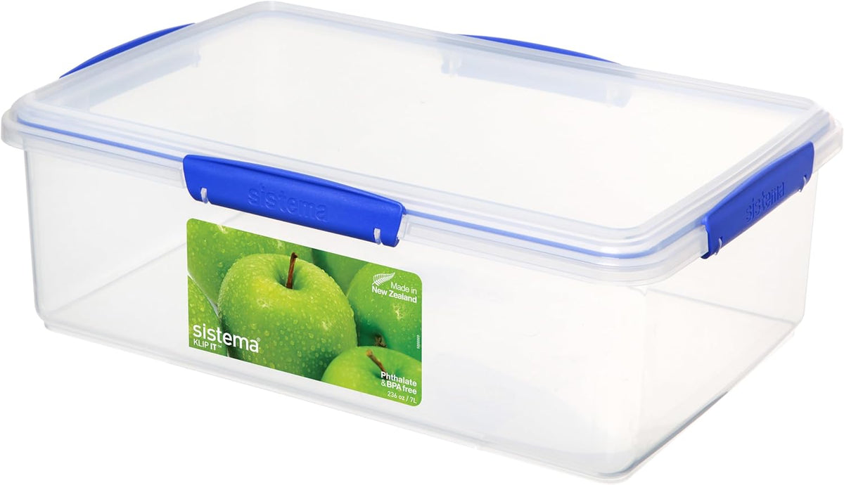 Sistema KLIP IT Large 7L Food Storage Container, Airtight & Stackable, Dishwasher, Freezer, & Microwave-Safe, Bpa-Free