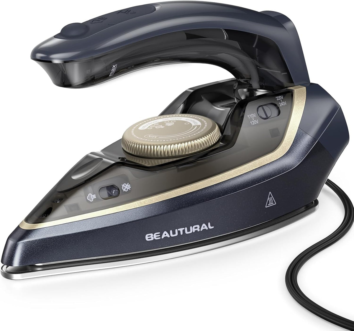 BEAUTURAL Mini Travel Iron for Clothes with Dual Voltage, 1000 Watts