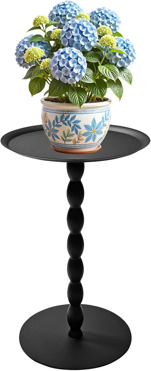 Black Metal Plant Stand Indoor Outdoor, 17'' Heavy Duty Metal Flower Pot Stand, Small Plant Tables Indoor for Living Room Balcony Garden Patio
