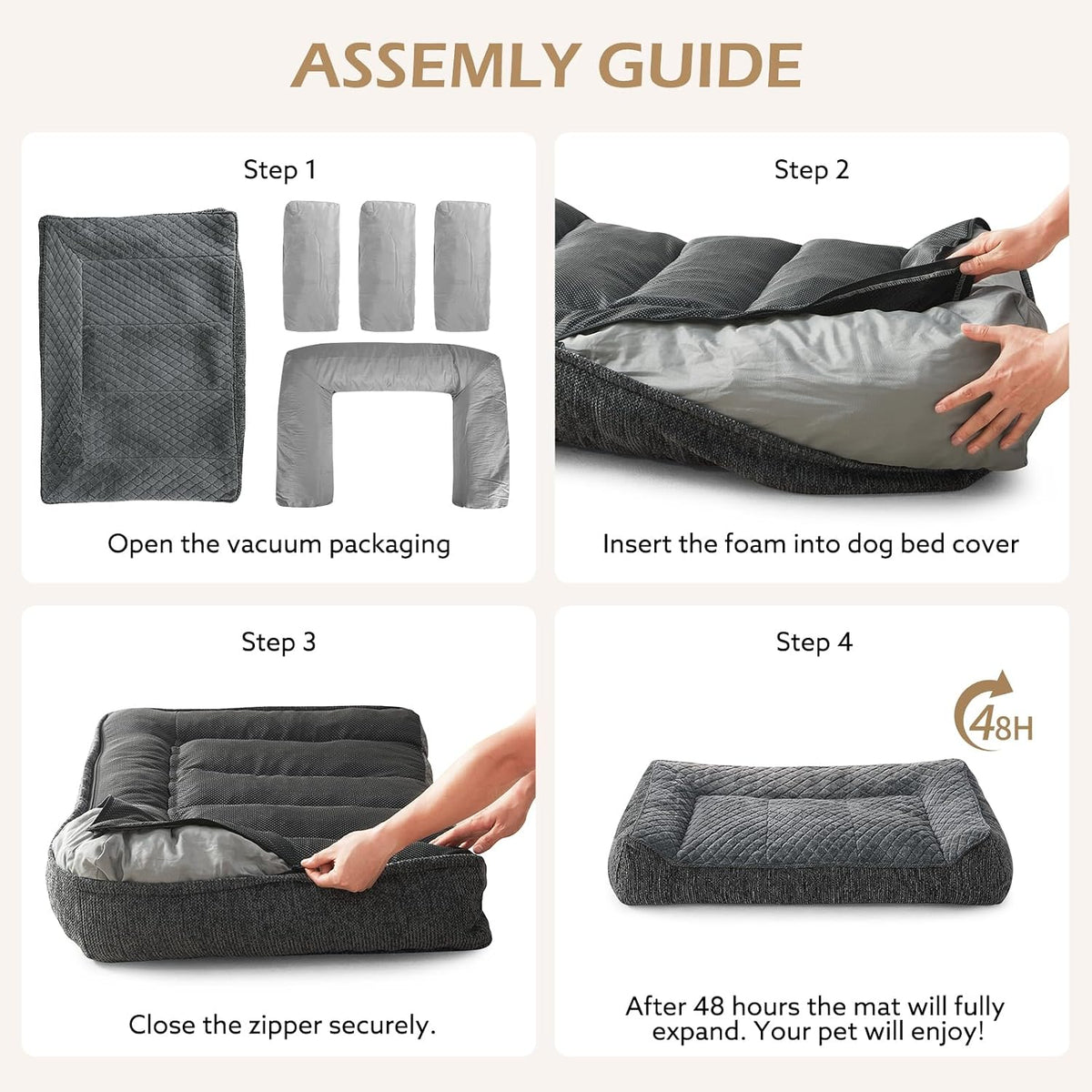 JOEJOY Orthopedic Dog Bed for Medium Dogs, Extra Thick Foam Dog Couch Bed