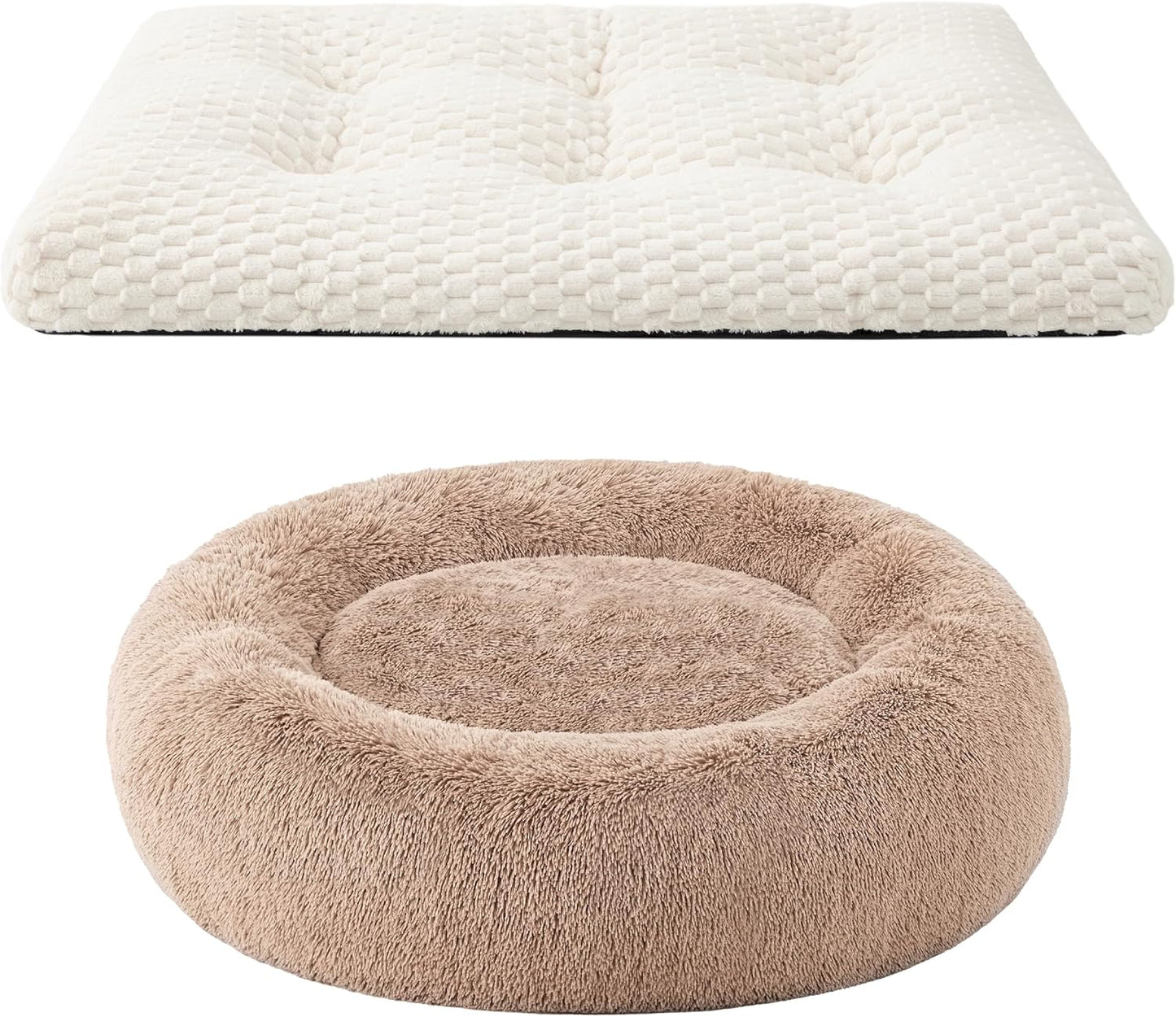 Bedsure Calming Dog Bed for Medium Dogs, Donut Pet Bed | Washable Dog Bed for Crate, Soft Fluffy Bubble Fleece Pet Bed