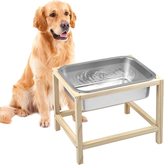 YEXEXINM 2 Gallons Elevated Dog Water Bowl, Raised Dog Feeding Station, Durable Stainless Steel Bowl with Stand for Large Breeds, Indoor/Outdoor Use, Neck & Joint Strain Relief