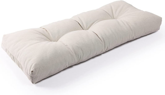 SUNROX Lokgrip Non Slip Tufted Memory Foam Bench Cushion, Fadeshield Water Resistant Durable Thicken Outdoor/Indoor Bench Seat Pads 36X14X4 Inch, Cream