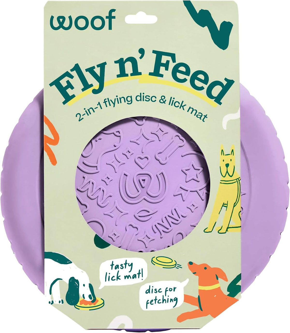 WOOF Fly N' Feed Flying Disc & Lick Mat Dog Toy - Lavender
