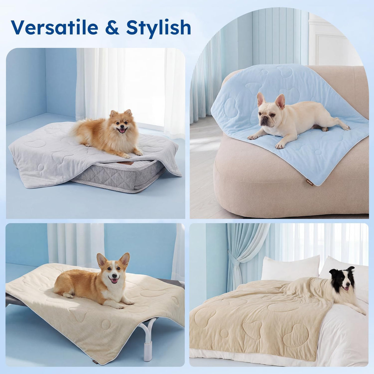 ZOMISIA Cooling Blanket for Extra Large Dogs - Washable Dog Cooling Mat for Hot Weather, Travel Soft Pet Summer Essentials, Grey, 50"X60"