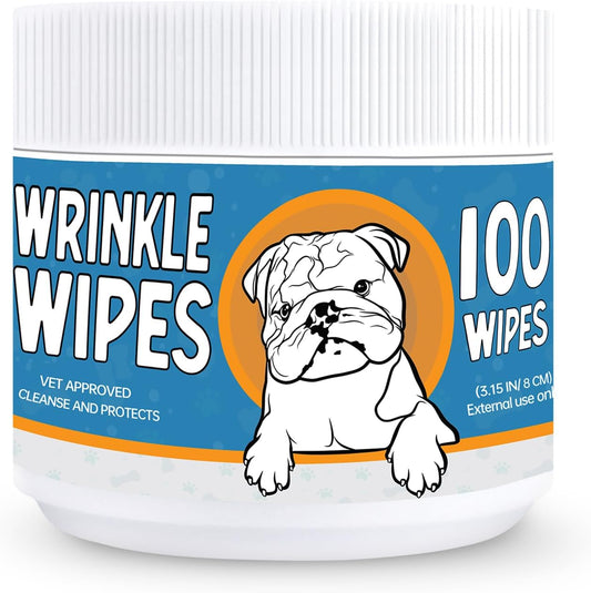 Bulldog Wrinkle Wipes for Dogs – Deodorizing & Soothing with Honeysuckle Extract – Non-Irritating, Cleans Wrinkles, Folds, Paws & Tail Pockets – for Bulldogs, Pugs & Frenchies (100 Count)