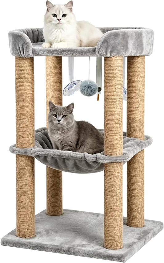 Cat Scratching Post, 4 Scratch Post, Cat Tower for Indoor Cats with Plush Cat Hammocks, Stable Cat Tree & Cat Perch, for Indoor Small Medium Large Cats (30'')