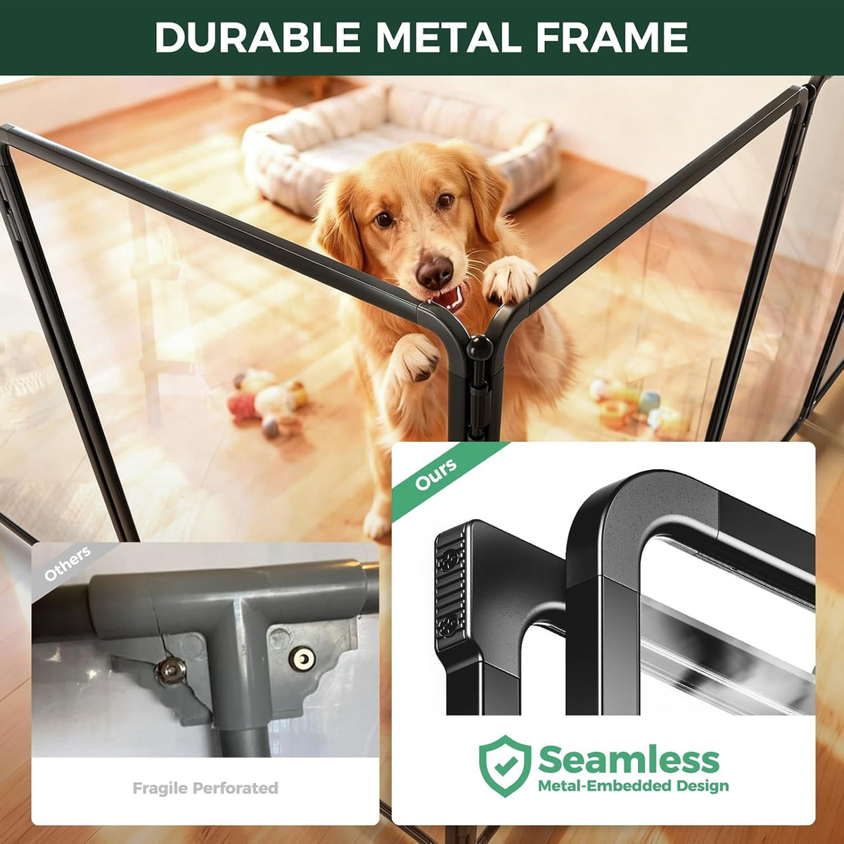 FXW Auraspace Pro Clear Acrylic Indoor Dog Playpen, 40" H, 8 Panels