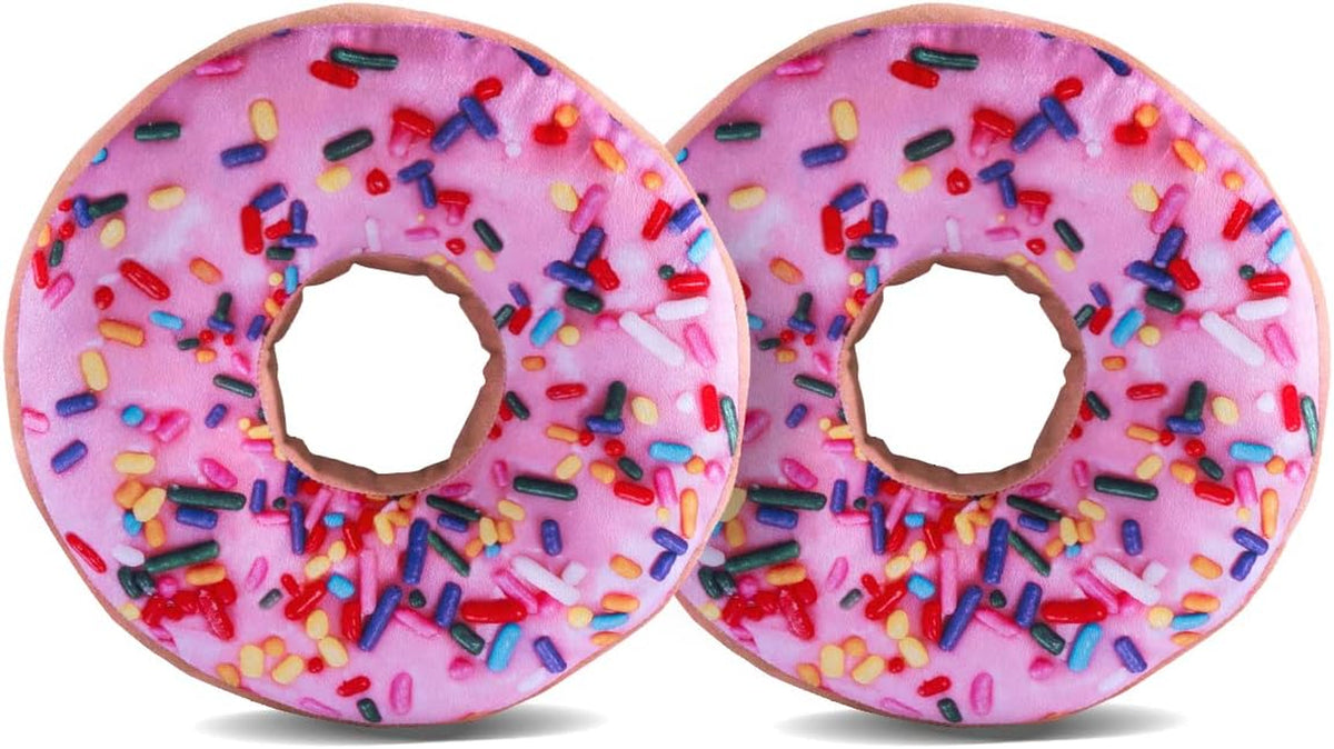 HYSEAS round Throw Pillow 14 Inch Pink Donut, 3D Digital Print Decorative Comfortable Soft Plush Funny Food Shaped Pillow Light Weight Seat Pad Cushion for Couch, Chair, Floor, Sofa, 2 Pack