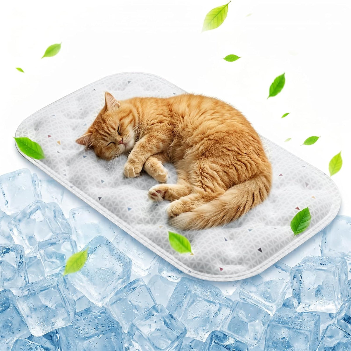 GTPLAYER Pet Stroller Cooling Mat for Cats & Small Dogs, 22.44"×13.39" Instant Self-Cooling Pad, Portable Kennel Mat for Stroller, Bed, Floor, Car Travel, Outdoor Summer Use, White