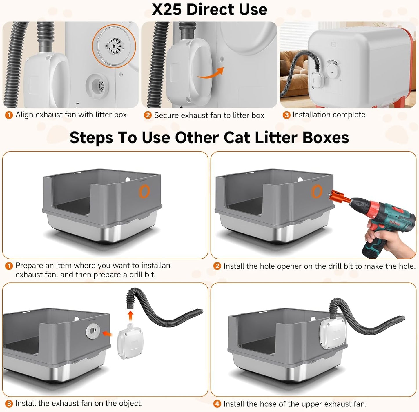 Fan for Smart Litter Boxes, Ultra-Quiet Operation, Universal Design Compatible with Most Automatic Litter Boxes