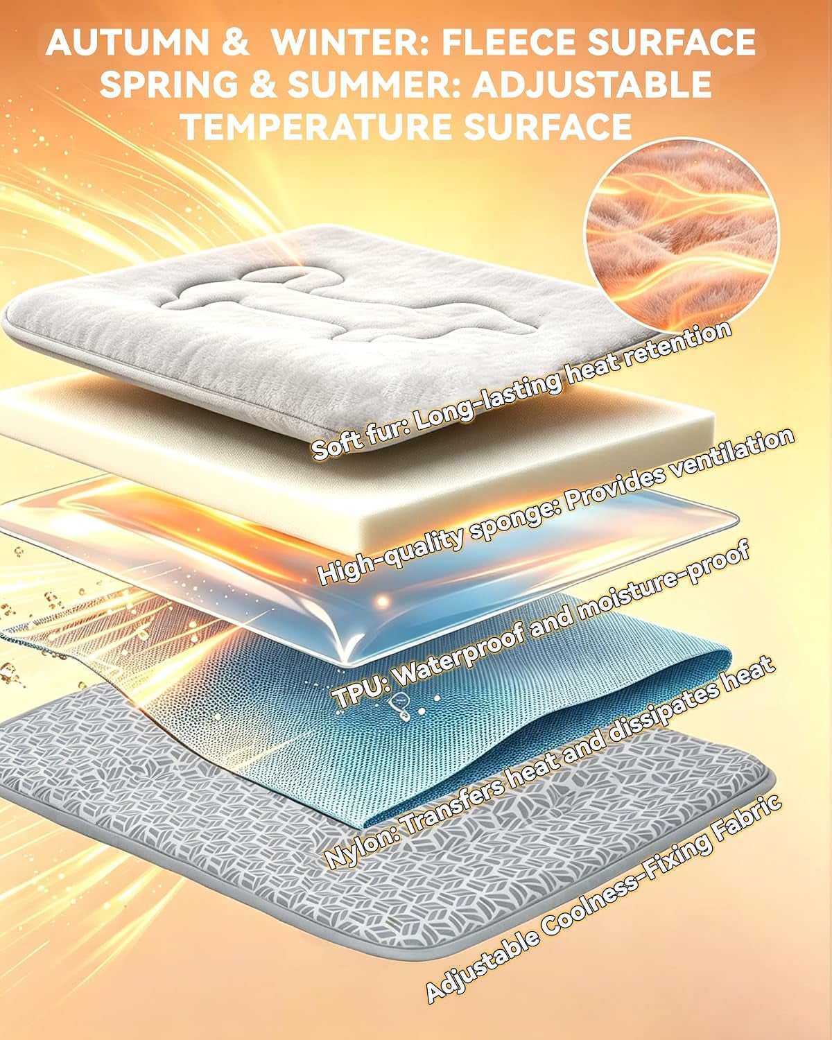 Cooling Mat for Dogs, Short Plush Crate Large Pet Pad Bed Indoor Outdoor XL
