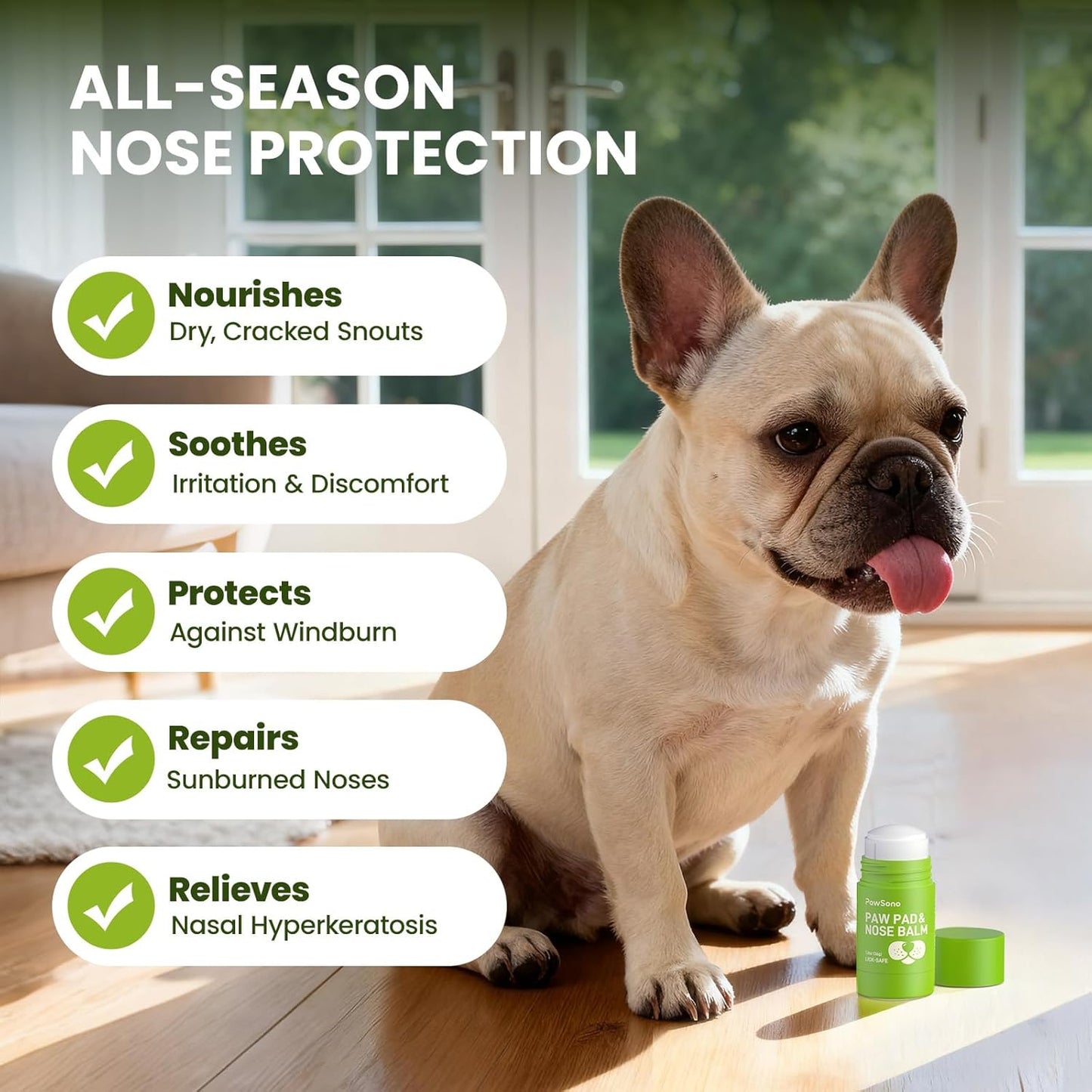 Pawsono Lick-Safe Dog Paw & Nose Balm with Coconut Oil | All-Natural Moisturizer & Soother for Dry, Cracked Pads & Snout, Heat & Cold Pavement Protection, Horse Hoof Care
