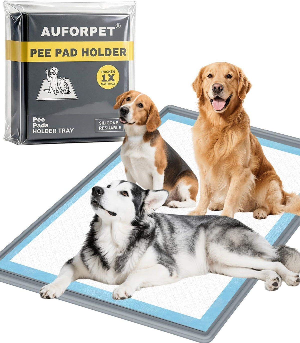 Dog Pee Pad Holder Tray, Fits for 28"X34", with Drain Ridges & Raised Edge