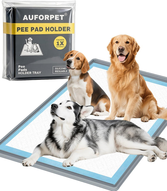 Dog Pee Pad Holder Tray, Fits for 28"X34", with Drain Ridges & Raised Edge