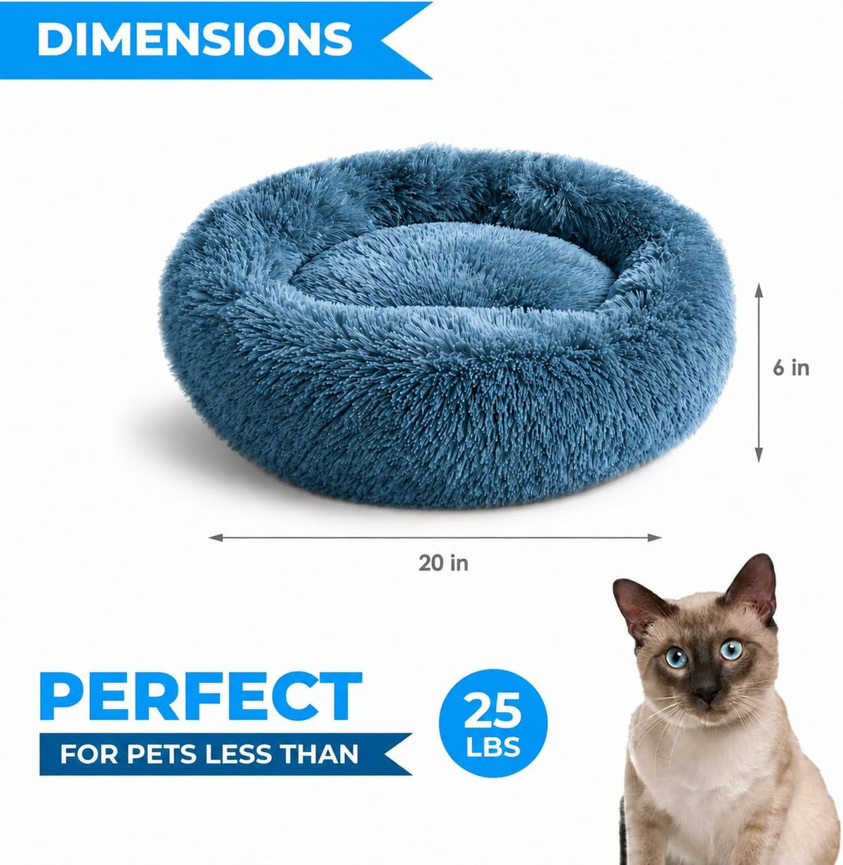 Whiskers & Friends Cat Beds for Indoor Cats & Small Dog, Fluffy Cat Bed