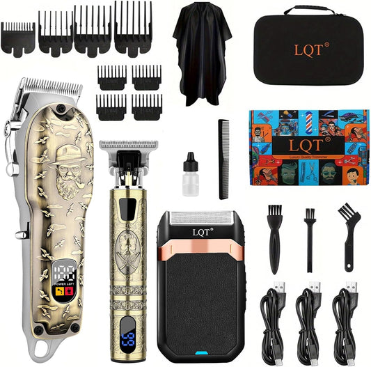 Hair Clippers Set for Men, Hair Clipper Trimmer with LED Display, Professional Cordless Hair Clipper Shaver Beard Trimmer, Hair Cutting Machine for Men, Holiday Gift for Him Father'S Day Gift