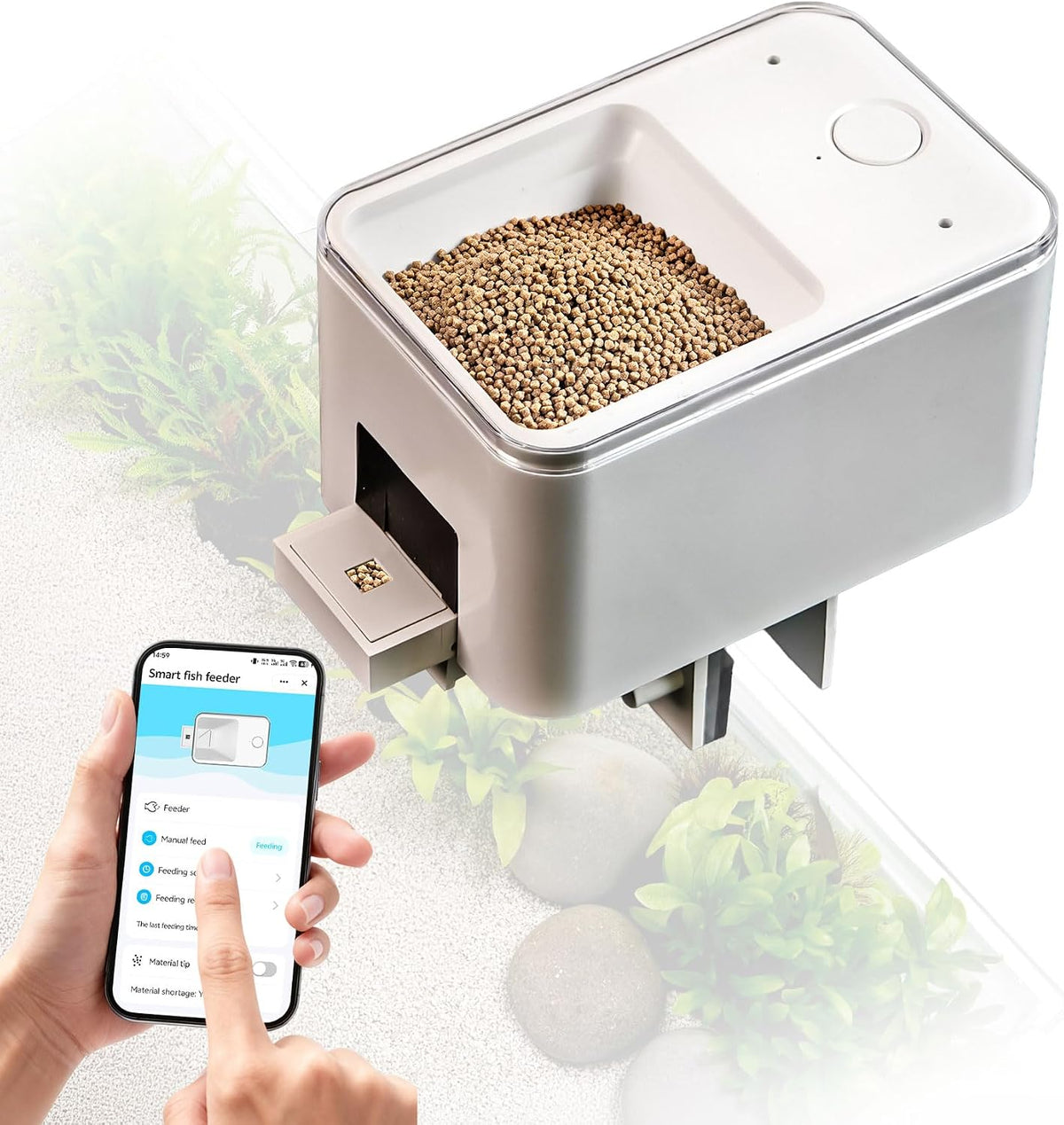 Smart Wifi Fish Feeder, Automatic with App Remote Control, 100Ml Tank, USB Powered, Anti-Jam and Moisture-Proof, Clip-On Design for Aquarium