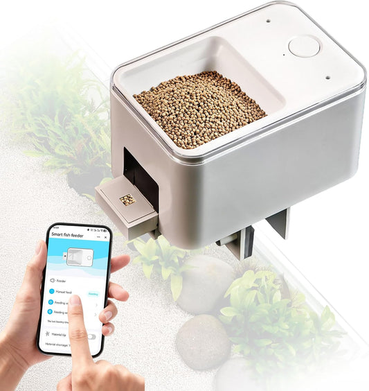 Smart Wifi Fish Feeder, Automatic with App Remote Control, 100Ml Tank, USB Powered, Anti-Jam and Moisture-Proof, Clip-On Design for Aquarium
