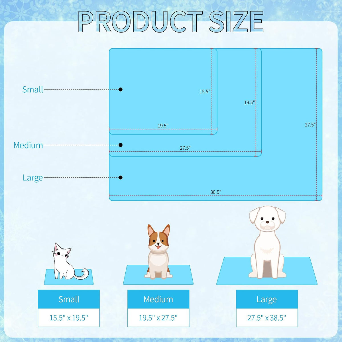 NACOCO Summer Pet Cooling Mat - Cat Dog Cushion Pad Sleeping Cool Snowflake Comfortable Soft for Pets Kids and Adults (Blue Snowflake, S)