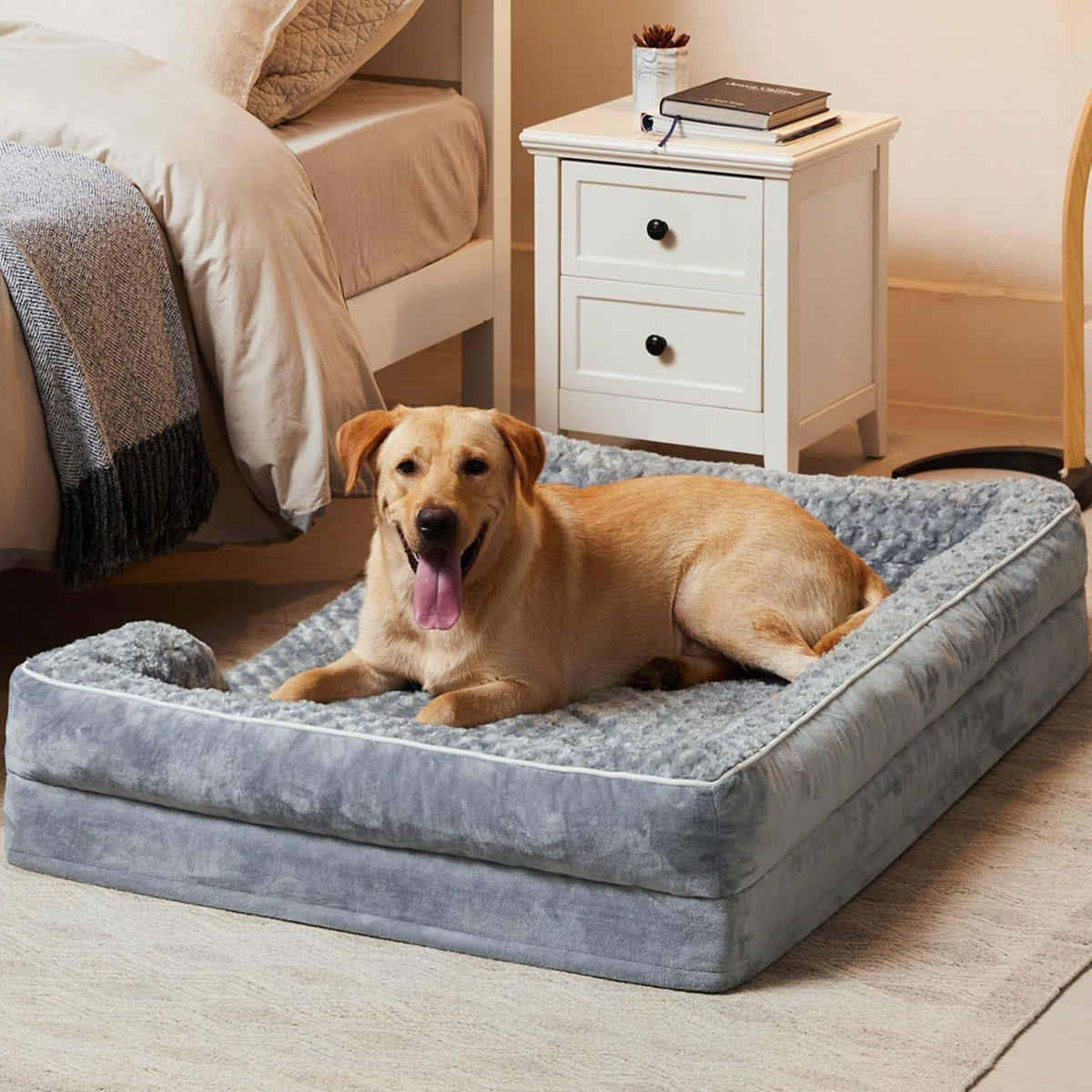 WNPETHOME Orthopedic Washable Dog Bed Large for Senior Dog Cozy Sleep