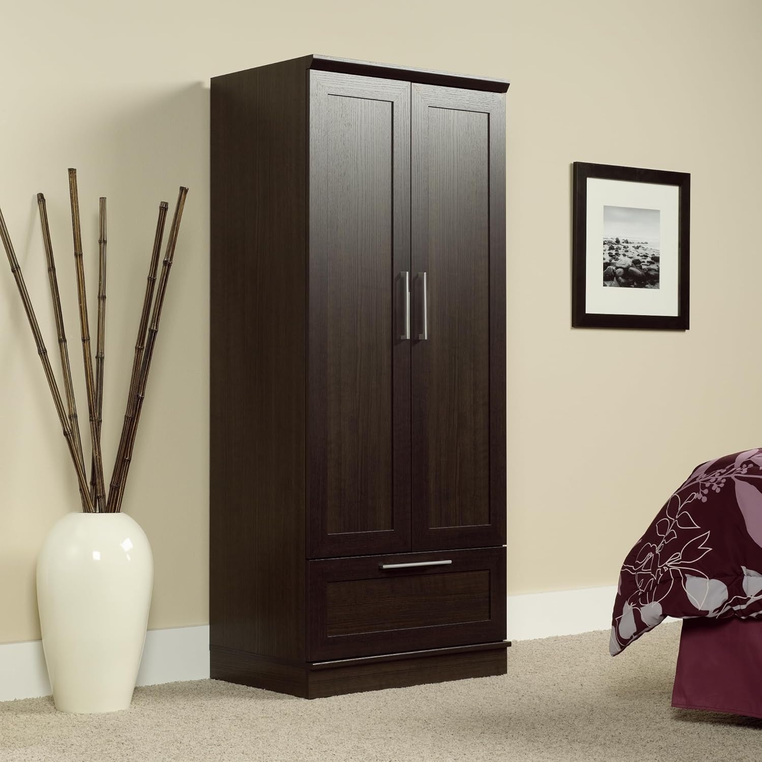 Sauder Homeplus Wardrobe/Pantry Cabinets, L: 28.98" X W: 20.95" X H: 71.18", Dakota Oak Finish