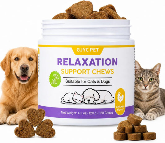 Calming Chews for Dogs & Cats – Anxiety Relief & Stress Support Supplement, Non-Drowsy Relaxation for Separation, Thunderstorms & Travel, Herbal Calming Formula, Chicken Flavor Soft Chews
