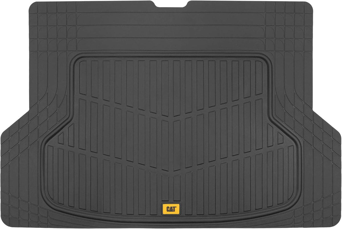 Cat® Toughride Heavy Duty Automotive Rubber Cargo Liner Trunk Floor Mat, Odorless All Weather Protection, Trimmable to Fit Most Vehicles Car Truck Van SUV, Black, 53" X 36.25"In