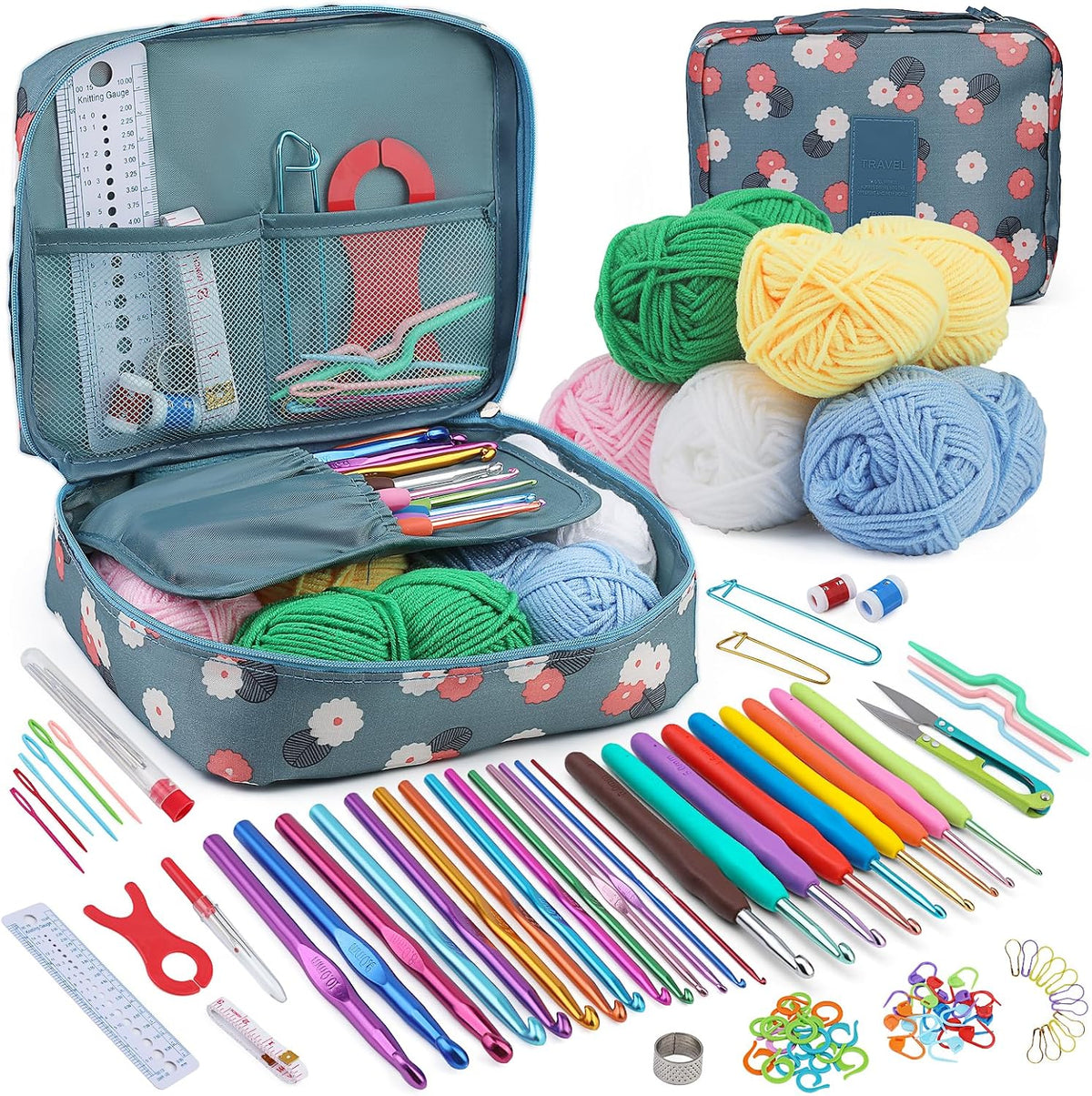 Pnytty 107Pcs Crochet Kit for Beginners Adults, Crochet Starter Kits