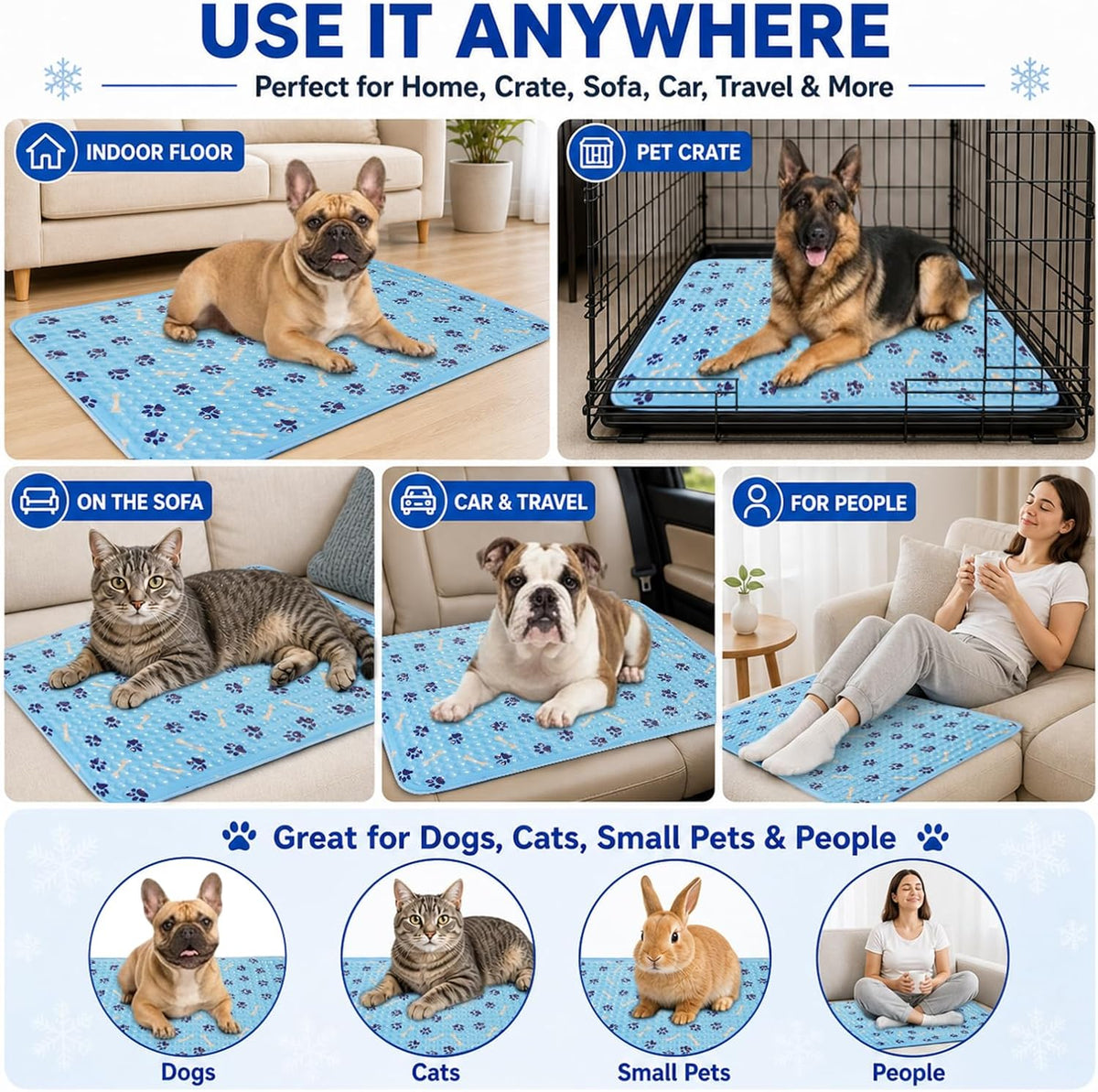 Dog Cooling Mat 36 Inch, Patent Self-Cooling Gel Pad for Medium Dogs,