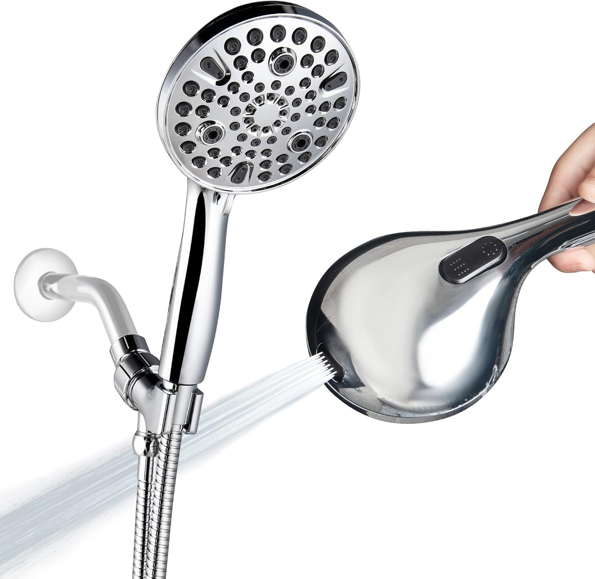 Shower Head with Handheld,High Pressure 10 Spray Modes Showerhead,Chrome