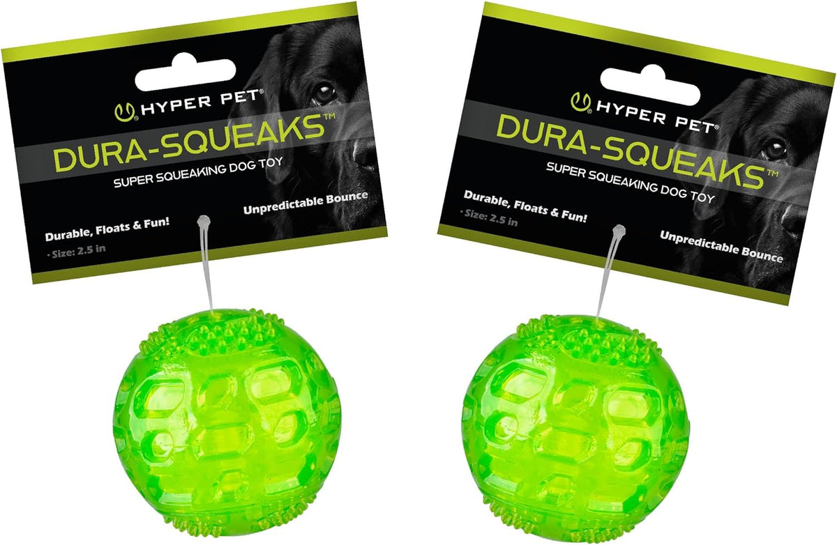 Hyper Pet Durasqueak Dog Ball Toy, Interactive, Floats, Squeaks, Dog Balls for Fetching, Alternative to Traditional Tennis Balls - for All Breeds