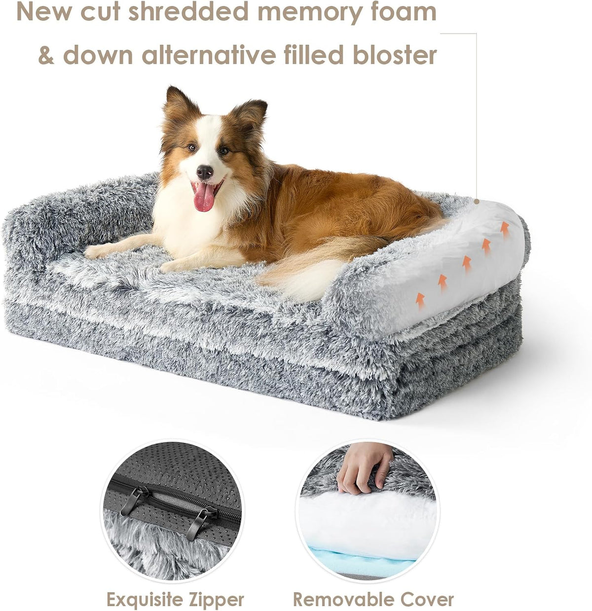 EHEYCIGA Foldable XXL Dog Bed for Large Sized Dog - 54X38X7.5, Grey