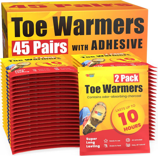 Toe Warmers - up to 10 Hours of Heat, Easily Apply with Adhesive - Ultra Thin, Easy, All Natural - Air Activated, Odorless Hot Toe Warmers - Sport Temp