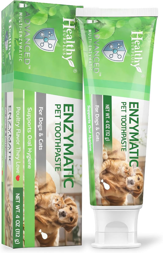 Healthy Surplus 4 Oz - Enzymatic Dog Toothpaste (Poultry - Chicken Flavor) for Dogs & Cats - Fresh Breath, Plaque & Tartar Control - Advanced 5-Enzyme Pet Toothpaste